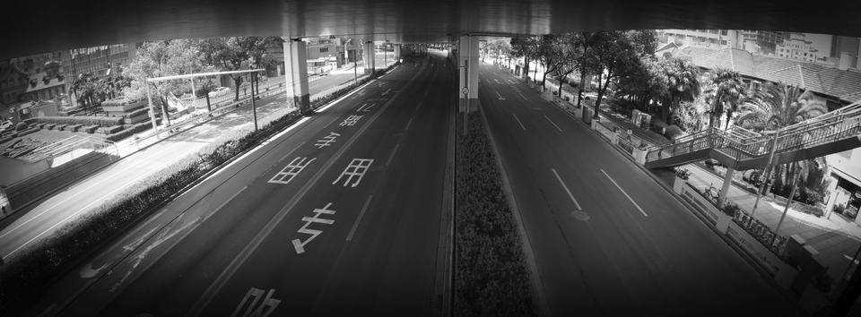 An empty road in Shanghai